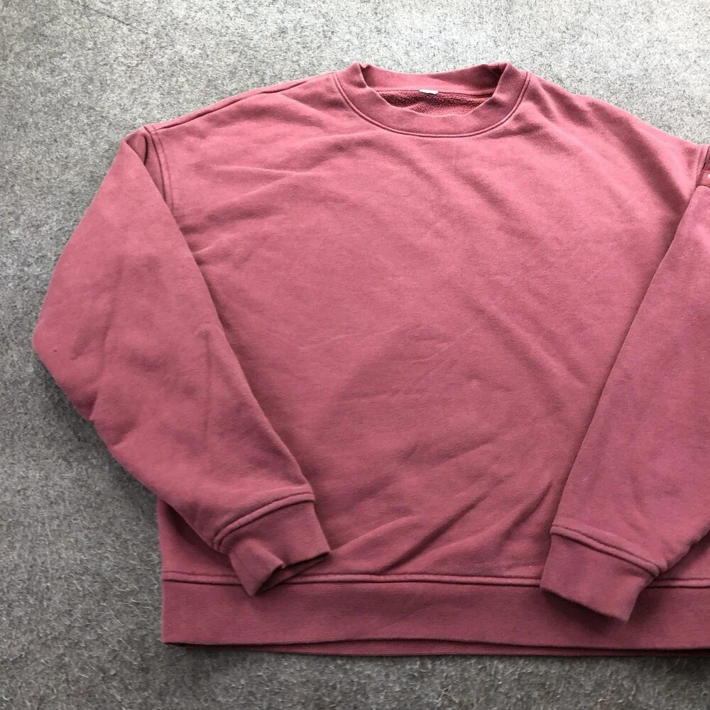 Alo Yoga Sweatshirt Womens XL Pink Fleece Pullover Crewneck Logo Yoga Top
